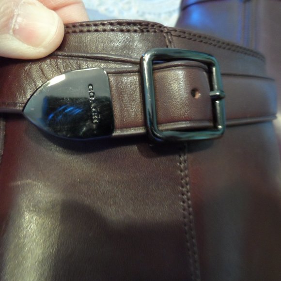 Coach Burgundy Calf Leather Ankle Boots w/ Buckle Detail Size 6M - Picture 8 of 16